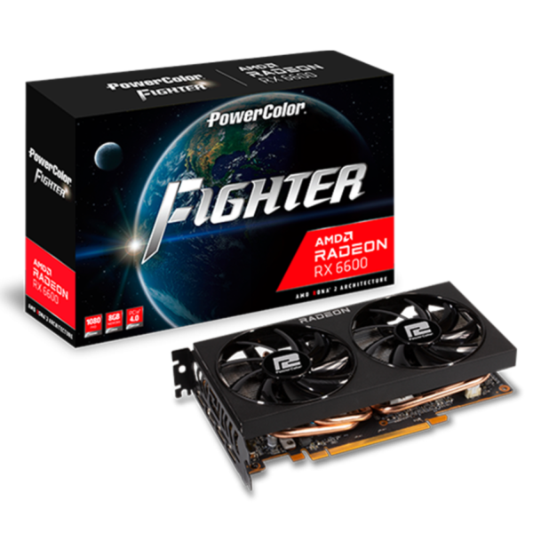 Placa de Vídeo PowerColor Fighter Radeon RX 6600, 8GB, GDDR6, FSR, Ray Tracing, AXRX 6600 8GBD6-3DH